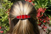 Hair clips small red - historical glass