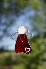 Angel with heart - historical glass