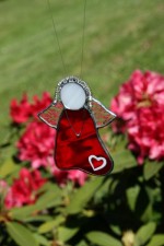 Angel with heart - historical glass