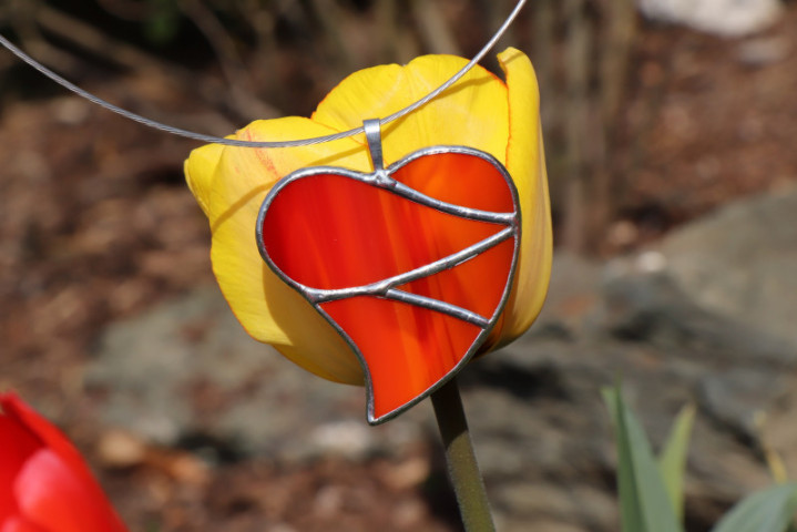 jewel heart big orange - historical glass