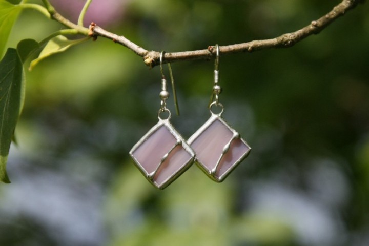 earrings purple - historical glass