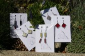 earrings red and yellow - historical glass