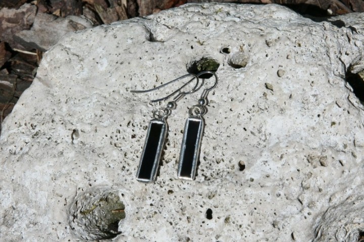 earrings black small - historical glass