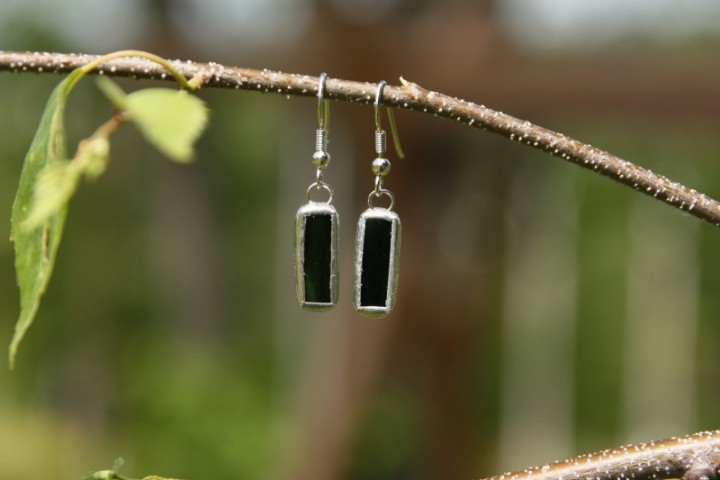 earrings green small - historical glass