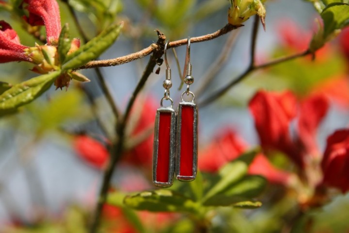 earrings red 3 - historical glass