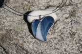 jewel heart blue and white - historical glass