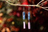 earrings blue and pink - historical glass