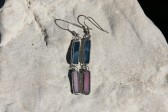 earrings blue and pink - historical glass