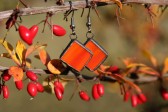 earrings red with patina - historical glass