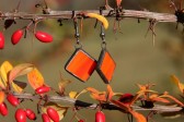 earrings red with patina - historical glass