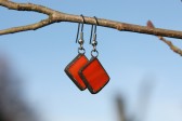 earrings red with patina - historical glass