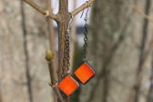 earrings good mood orange and red - historical glass