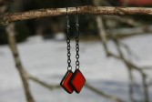 earrings good mood orange and red - historical glass