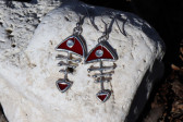 earrings fish red - historical glass