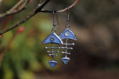 earrings fish blue - historical glass