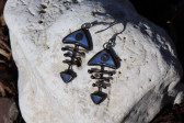 earrings fish blue - historical glass