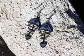 earrings fish blue - historical glass