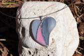 jewel heart pink and gray - historical glass