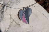 jewel heart pink and gray - historical glass