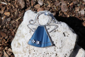 little angel with blue flowers  - historical glass